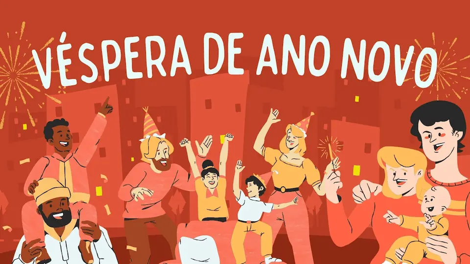 Véspera de Ano-Novo: Como Celebrar e Aproveitar a Magia de Uma Noite Especial 25 Red and Yellow Playful New Year Presentation